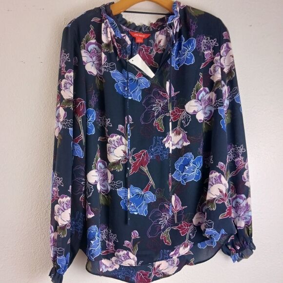 Joe Fresh long sleeve floral print blouse size L - Picture 1 of 7
